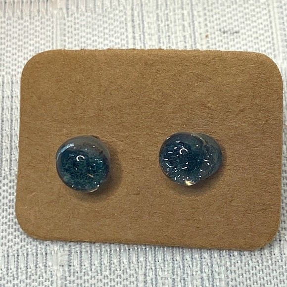 Murano Glass Midnight-sky ear studs - Picture 1 of 7